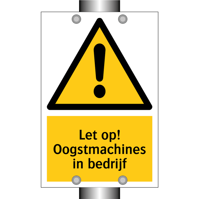 Let op! Oogstmachines in bedrijf