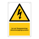 Let op! Hoogspannings duivenverjagingssysteem