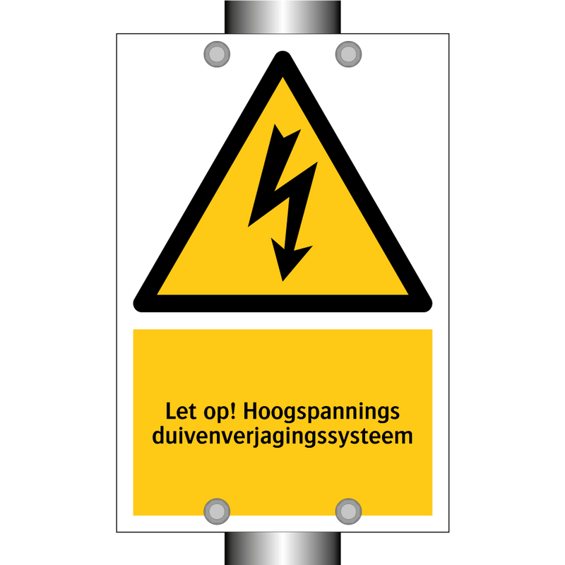Let op! Hoogspannings duivenverjagingssysteem