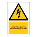 Let op! Hoogspannings duivenverjagingssysteem