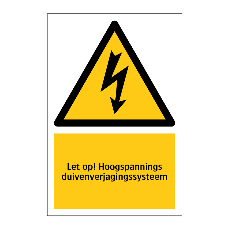 Let op! Hoogspannings duivenverjagingssysteem