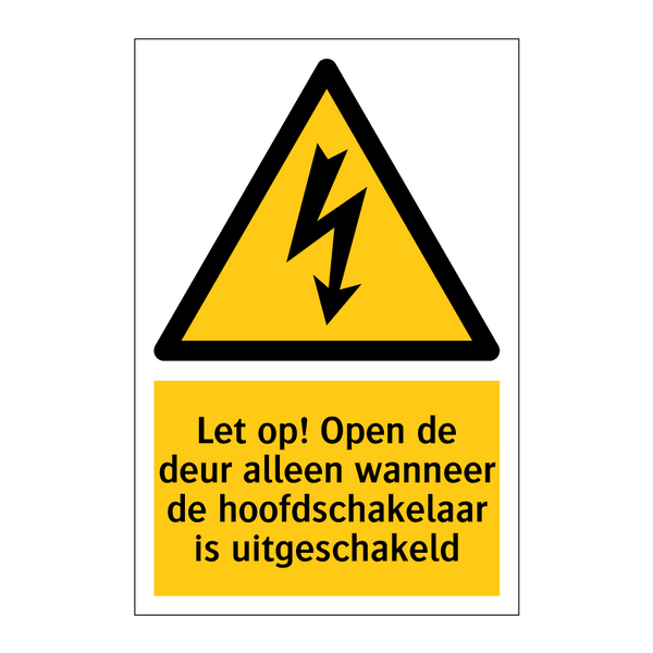 Let op! Open de deur alleen wanneer de hoofdschakelaar is uitgeschakeld