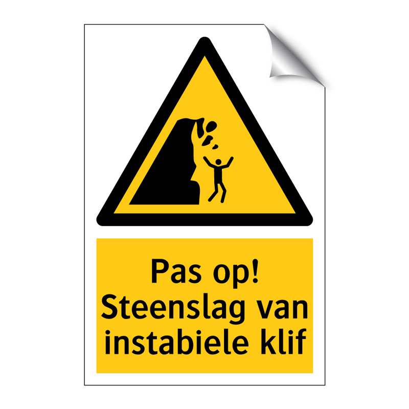 Pas op! Steenslag van instabiele klif