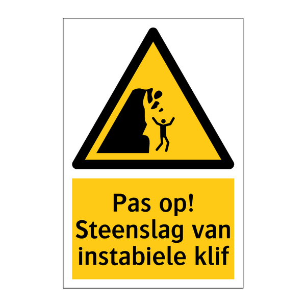 Pas op! Steenslag van instabiele klif