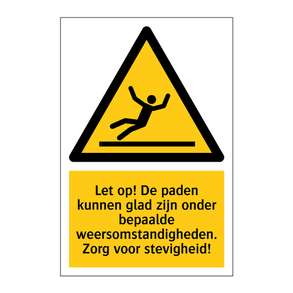 Let op! De paden kunnen glad zijn onder bepaalde weersomstandigheden. Zorg voor stevigheid!