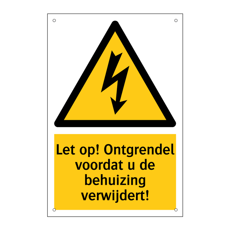 Let op! Ontgrendel voordat u de behuizing verwijdert!