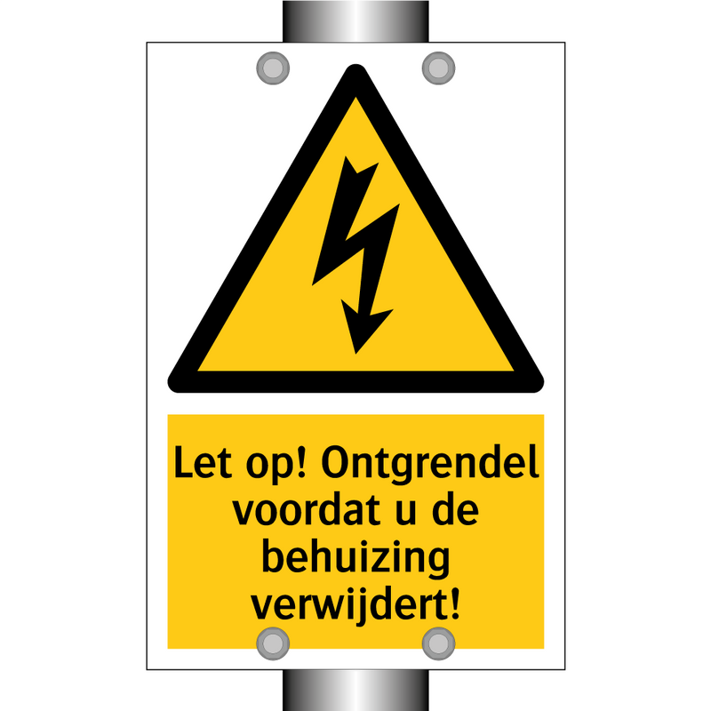 Let op! Ontgrendel voordat u de behuizing verwijdert!