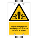 Verpletteringsgevaar Verboden om onder de heftafel te blijven