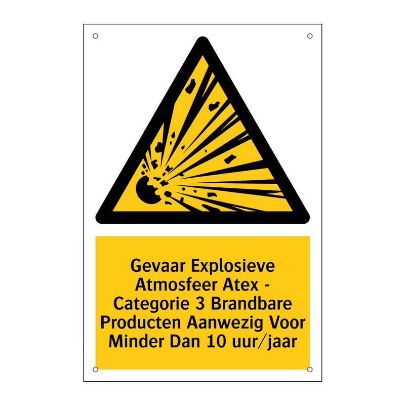 Gevaar Explosieve Atmosfeer Atex - Categorie 3 Brandbare Producten Aanwezig Voor Minder Dan 10 uur/jaar