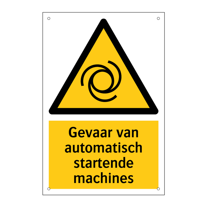 Gevaar van automatisch startende machines