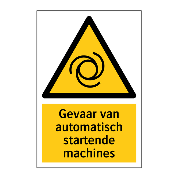 Gevaar van automatisch startende machines