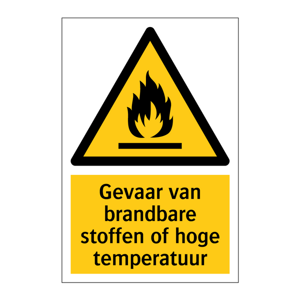Gevaar van brandbare stoffen of hoge temperatuur