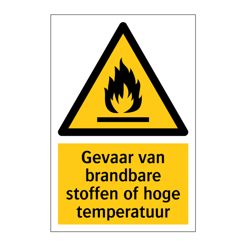 Gevaar van brandbare stoffen of hoge temperatuur