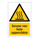 Gevaar van hete oppervlakte