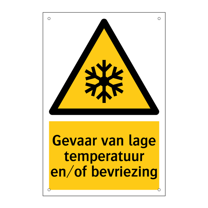 Gevaar van lage temperatuur en/of bevriezing