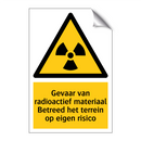 Gevaar van radioactief materiaal Betreed het terrein op eigen risico