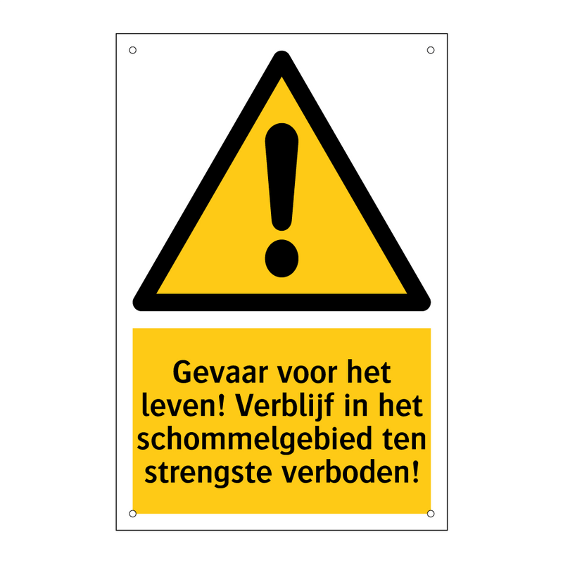 Gevaar voor het leven! Verblijf in het schommelgebied ten strengste verboden!