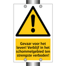 Gevaar voor het leven! Verblijf in het schommelgebied ten strengste verboden!