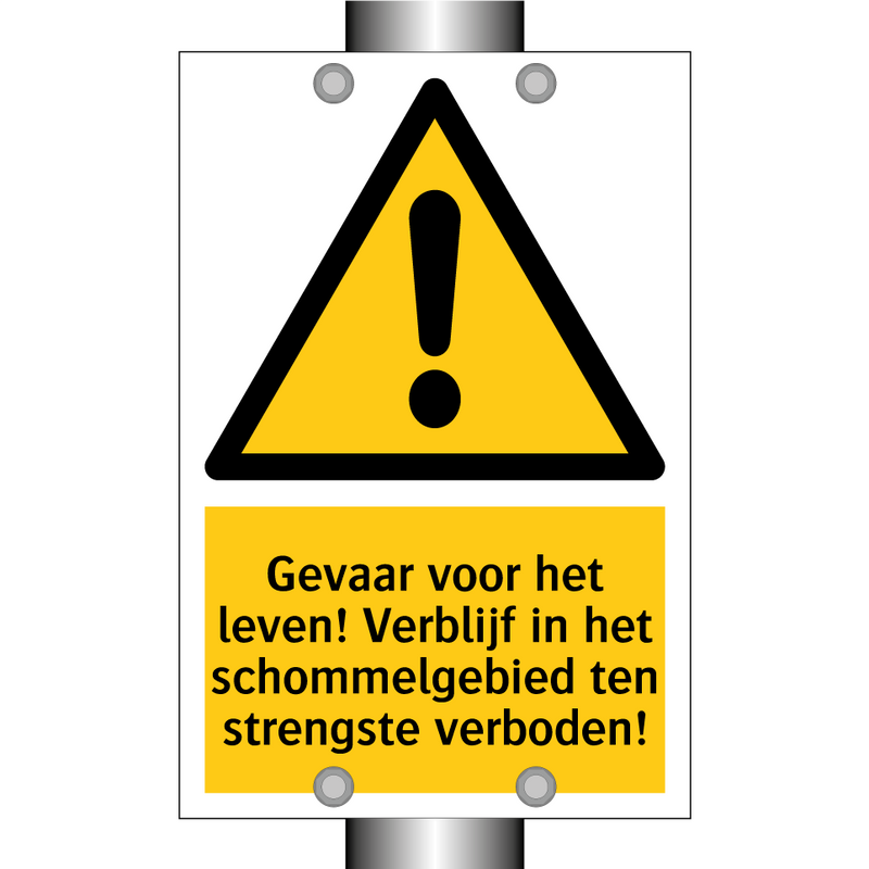 Gevaar voor het leven! Verblijf in het schommelgebied ten strengste verboden!