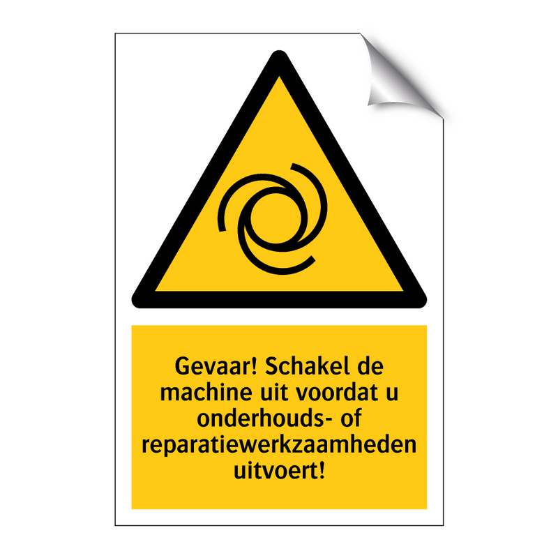 Gevaar! Schakel de machine uit voordat u onderhouds- of reparatiewerkzaamheden uitvoert!