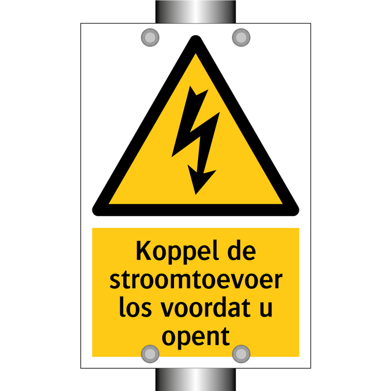 Koppel de stroomtoevoer los voordat u opent