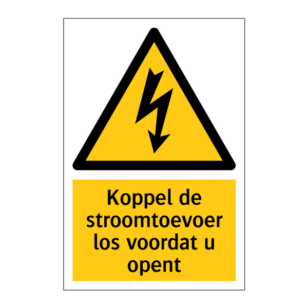 Koppel de stroomtoevoer los voordat u opent