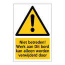 Niet betreden! Werk aan Dit bord kan alleen worden verwijderd door