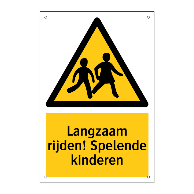 Langzaam rijden! Spelende kinderen