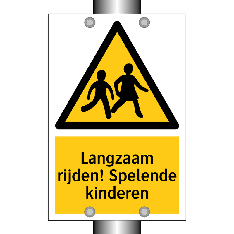 Langzaam rijden! Spelende kinderen