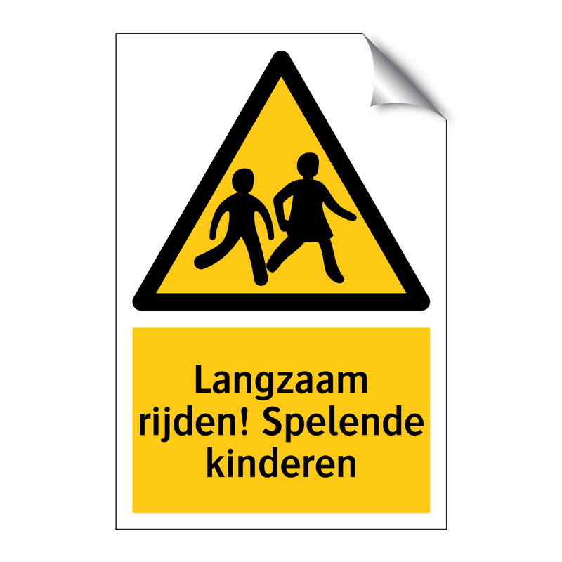 Langzaam rijden! Spelende kinderen
