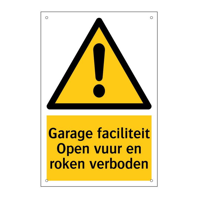 Garage faciliteit Open vuur en roken verboden