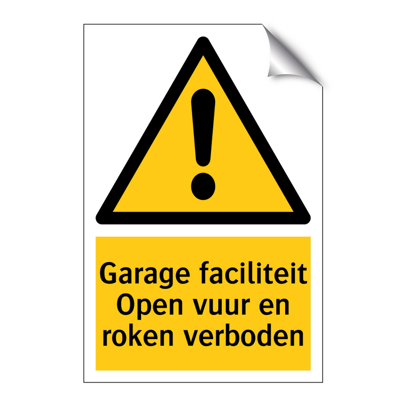 Garage faciliteit Open vuur en roken verboden