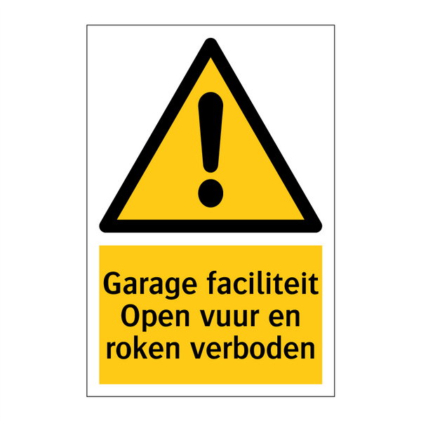Garage faciliteit Open vuur en roken verboden