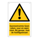 Gasmeetruimte Geen roken, vuur en open vlam. Bij gevaar, sluit de hoofdgaskraan