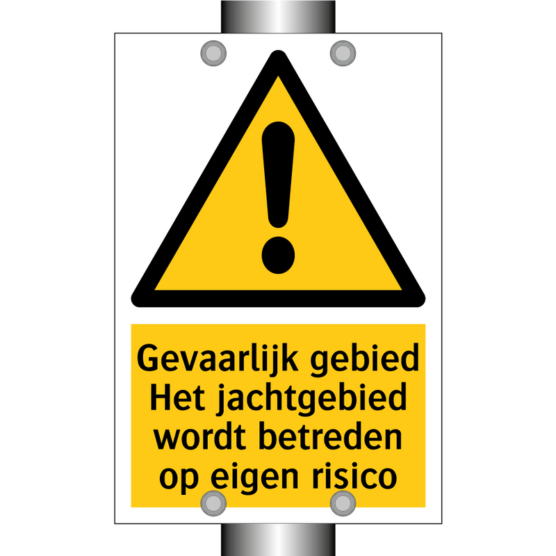 Gevaarlijk gebied Het jachtgebied wordt betreden op eigen risico