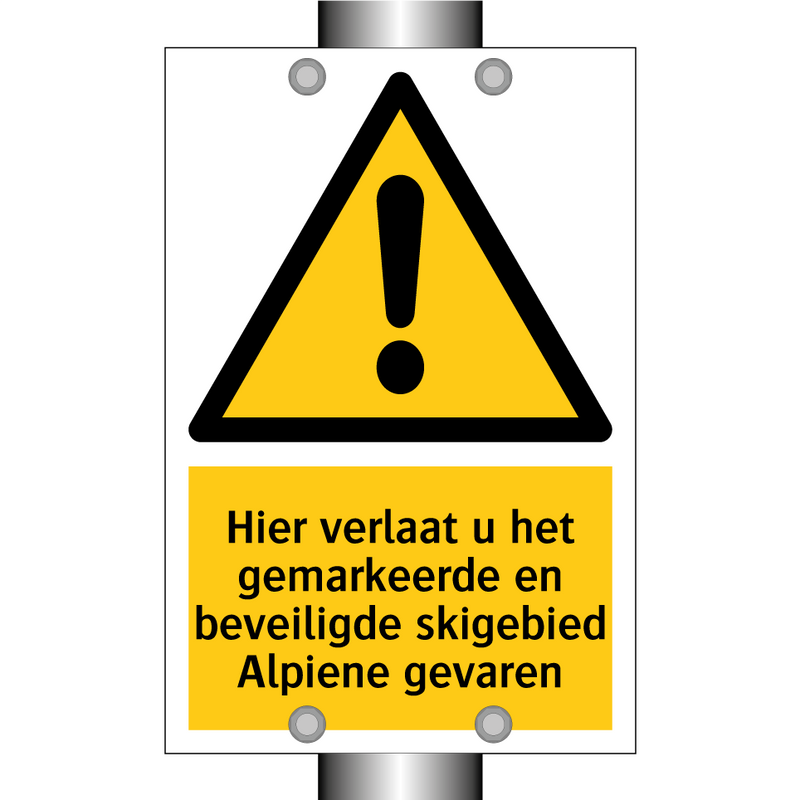 Hier verlaat u het gemarkeerde en beveiligde skigebied Alpiene gevaren