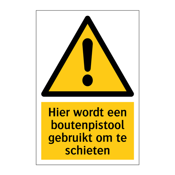 Hier wordt een boutenpistool gebruikt om te schieten