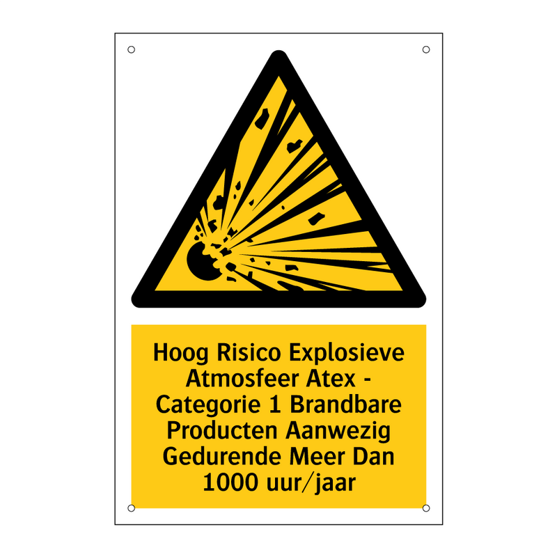 Hoog Risico Explosieve Atmosfeer Atex - Categorie 1 Brandbare Producten Aanwezig Gedurende Meer Dan 1000 uur/jaar