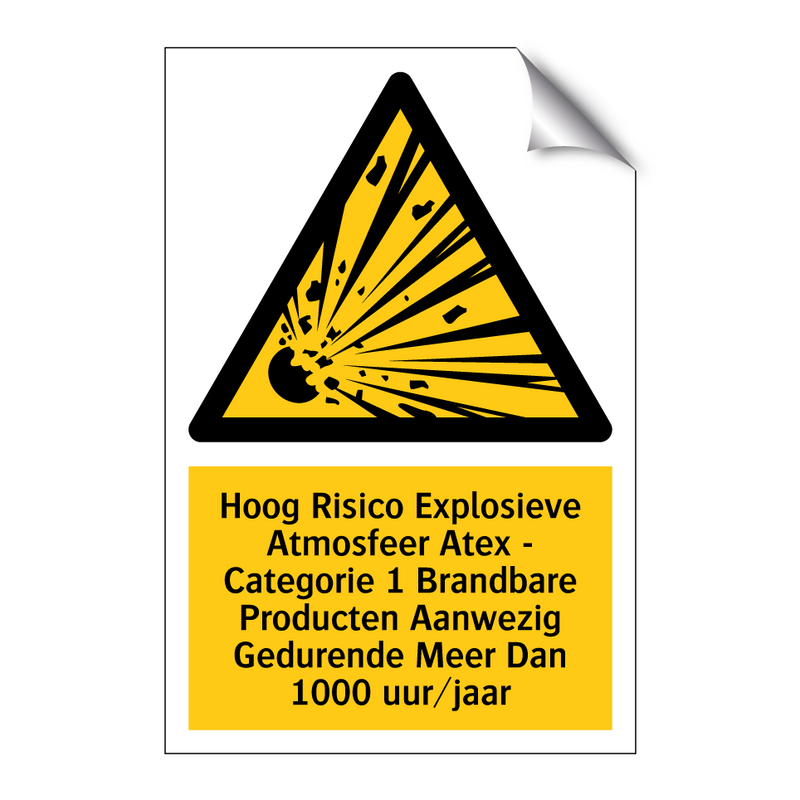 Hoog Risico Explosieve Atmosfeer Atex - Categorie 1 Brandbare Producten Aanwezig Gedurende Meer Dan 1000 uur/jaar