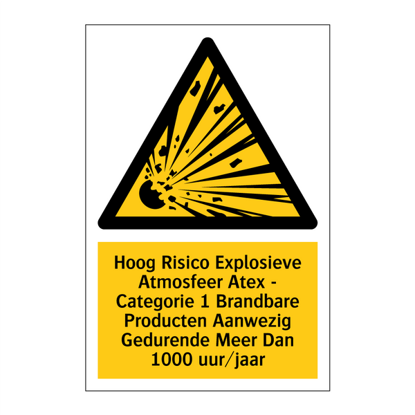Hoog Risico Explosieve Atmosfeer Atex - Categorie 1 Brandbare Producten Aanwezig Gedurende Meer Dan 1000 uur/jaar