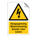 Hoogspanning Waarschuwing Gevaar voor Leven