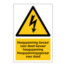 Hoogspanning Gevaar voor dood Gevaar hoogspanning Hoogspanningsgevaar voor dood