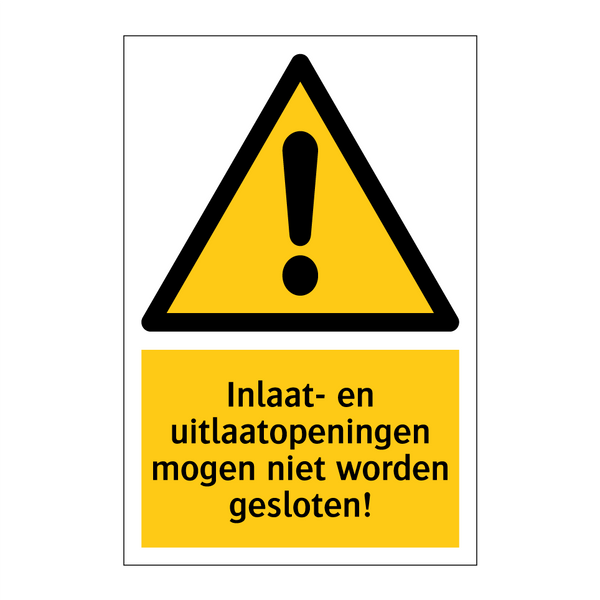 Inlaat- en uitlaatopeningen mogen niet worden gesloten!