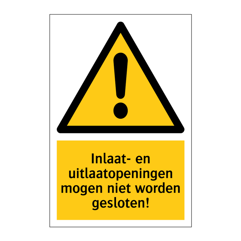 Inlaat- en uitlaatopeningen mogen niet worden gesloten!