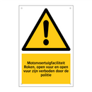 Motorvoertuigfaciliteit Roken, open vuur en open vuur zijn verboden door de politie