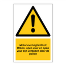 Motorvoertuigfaciliteit Roken, open vuur en open vuur zijn verboden door de politie