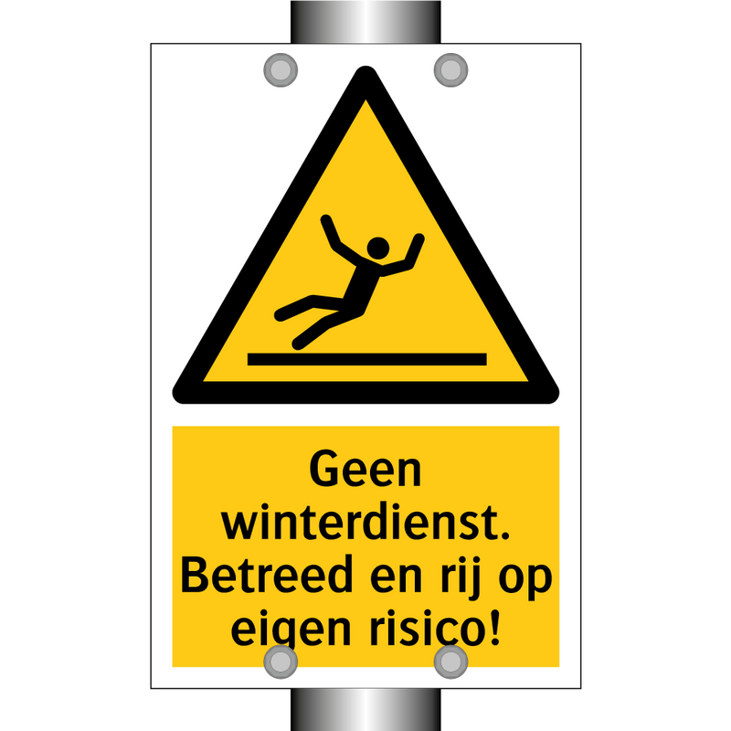 Geen winterdienst. Betreed en rij op eigen risico!