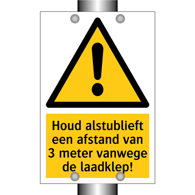 Houd alstublieft een afstand van 3 meter vanwege de laadklep!