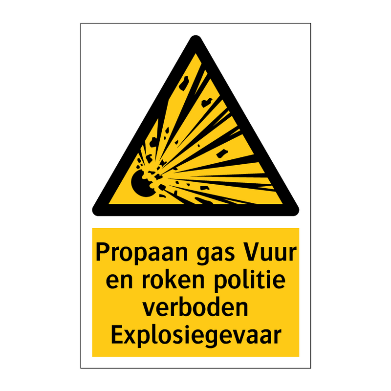 Propaan gas Vuur en roken politie verboden Explosiegevaar