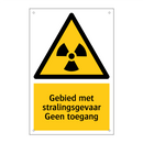 Gebied met stralingsgevaar Geen toegang